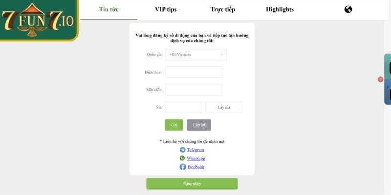 Đăng ký bằng app