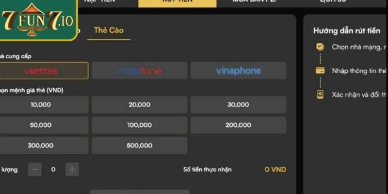 Chọn kênh nạp tiền 7FUN7