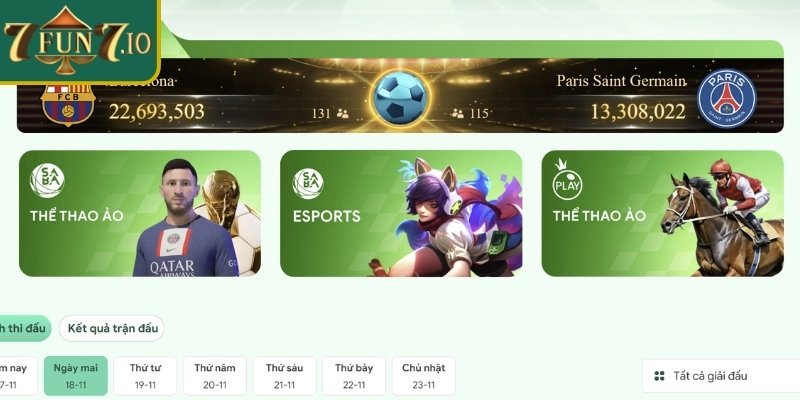 Khám phá giao diện và tính năng sảnh FB 7FUN7